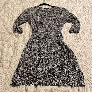 Jaeger UK silk black & white leopard dress USA size 8